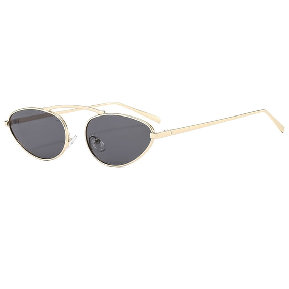 HEWANG Retro Oval Sunglasses for Women Men Round Cat Eye Sun Glasses 90s Vintage Shades Metal Frame (A)