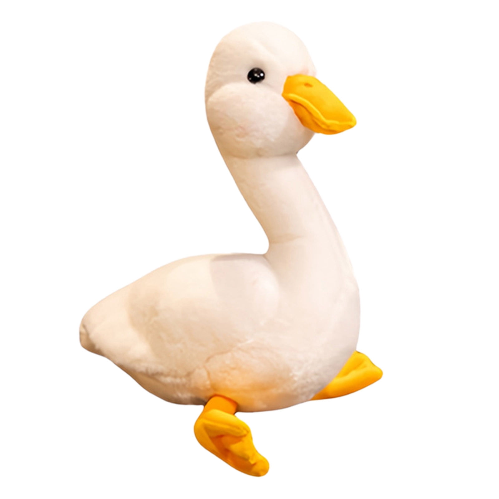 HEWANG Silent Plush Dog Toy for Small & Medium Dogs - Realistic White Duck Dog Toy - No Squeaker Quiet Puppy Chew Toy for Teething, Sleeping & Anxiety Relief - Soft Washable Pet Companion (M-25cm)