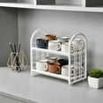 thumbnail image 1 of HEWANG Simple Double Layer Desktop Storage Rack, Desk Mini Bookshelf Organizer, 2 Tier Hollow Tabletop Shelf for Office Dormitory, Sturdy Desktop Storage Shelf with Minimalist Des (White), 1 of 4