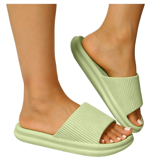 HEWUQI Arch Support Slides for Women and Men EVA Cushioned Thick Sole Open Toe Shower Shoes Beach Everyday Wear Sandals Green Size 5.5