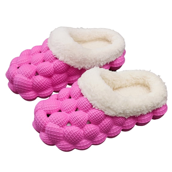 HEWUQI Bubble Slippers for Toddler House Cotton Non Slip Platform Plush Home Slides Winter Warm Lined Comfortable Indoor Bedroom Funny Shoes Hot Pink Size 13 Little Kid