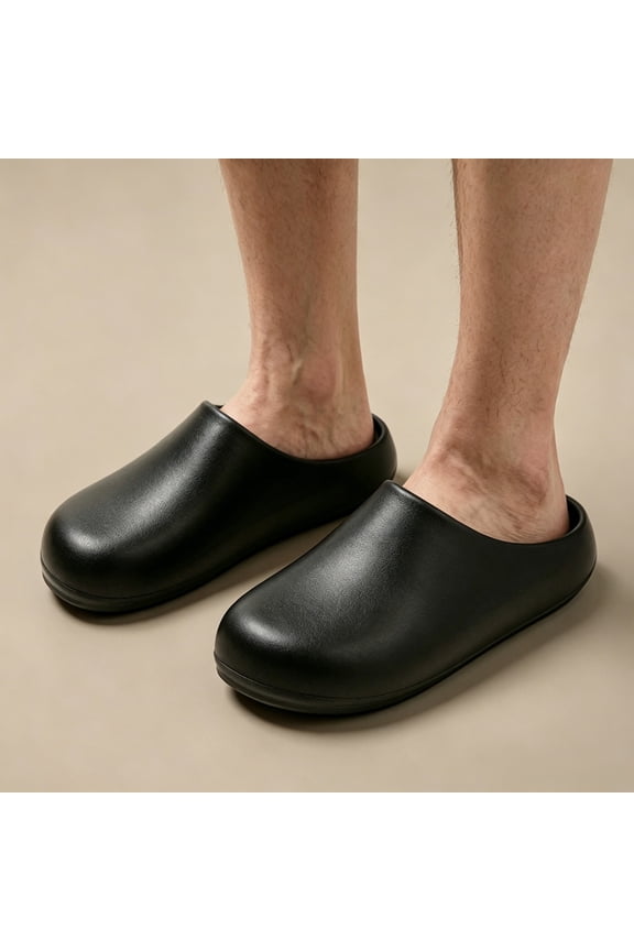 Cloud Slides Clogs for Men Breathable Comfortable Waterproof Summer Sandals Arch Support Slip on Beach Walking Shoes Black Size 7.5