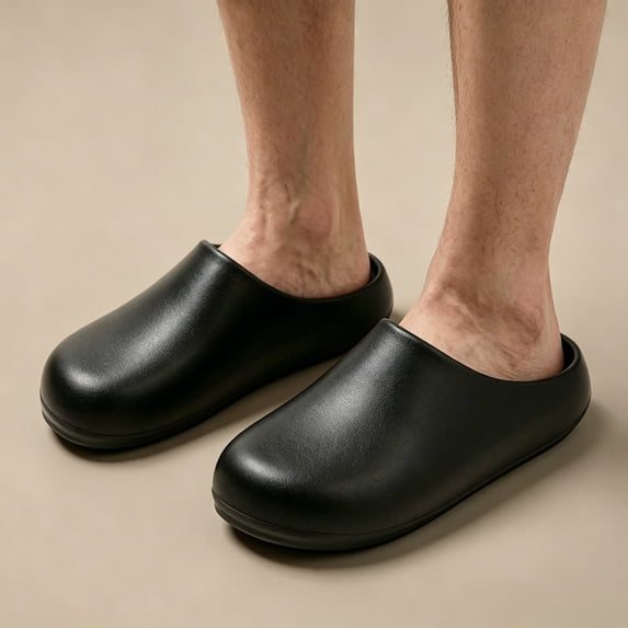 HEWUQI Cloud Slides Clogs for Men Breathable Comfortable Waterproof Summer Sandals Arch Support Slip on Beach Walking Shoes Black Size 8