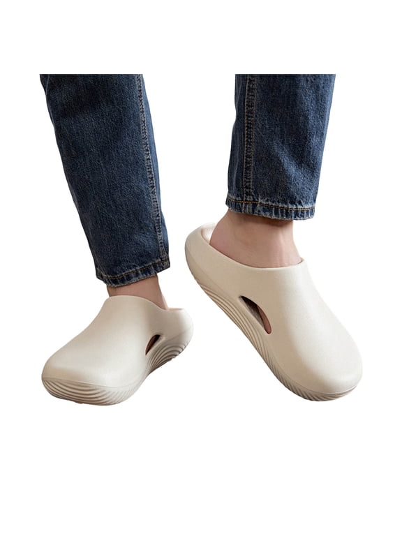 Fashion Slip on Clogs for Men Women Comfortable Soft Waterproof Pillow Cushioned Slides Mules Lightweight Indoor Outdoor Beach Cloud Shoes White Size 8.5