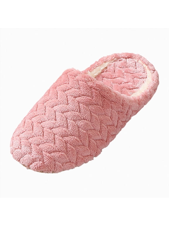 Flat Sippers for Women with Memory Foam Cute Closed Toe Fuzzy Home Slippers Indoor Outdoor Antiskid Soft Birthday Gifts Shoes Red Size 10.5