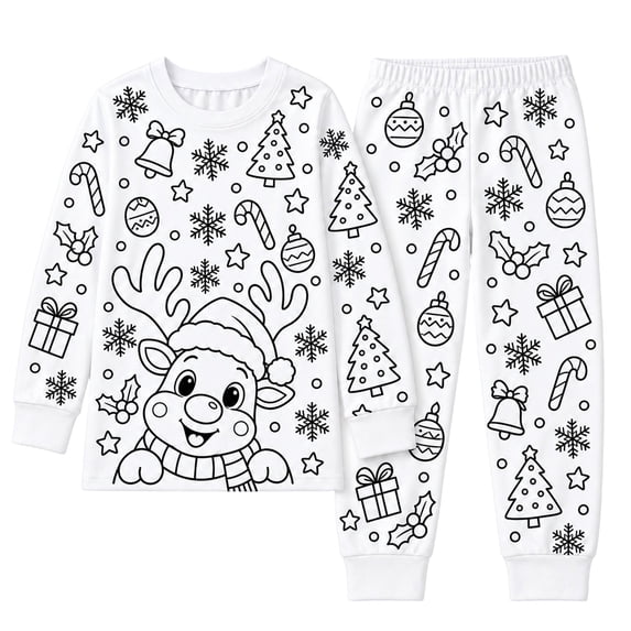Two 2 Red HEWUQI Kids Outfit Set Diy Coloring Two Piece Long Sleeve Top and Pants ...