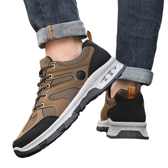 HEWUQI Mans Tennis Running Shoes Chunky Platform Non Slip Fashion Walking Gym Sports Athletic Slip on Casual Work Comfortable Breathable Sneakers Khaki Size 8