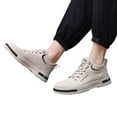 thumbnail image 1 of HEWUQI Men's Leather Basketball Shoes Lightweight Walking High Top Sneakers Breathable Non Slip Casual Style for Athletic Travel Daily Wear Beige Size 10, 1 of 5