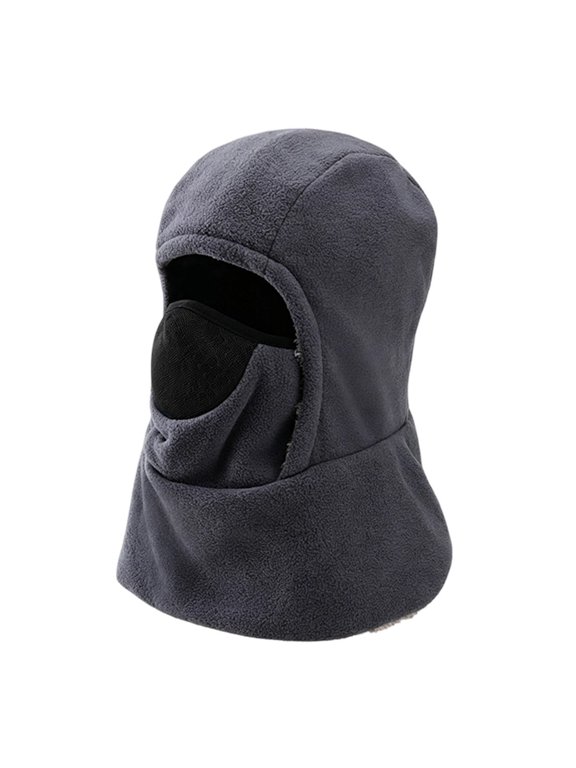 Men's Winter Fleece Balaclava, Sherpa Lined Hood Cap with Padded Face Mask, on Ski Slopes and Cold Commutes Gray