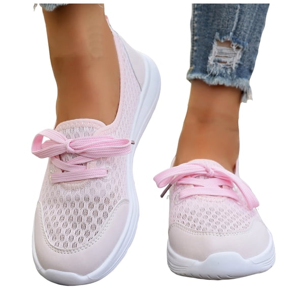 HEWUQI Orthopedic Shoes for Women Wide Width Breathable Lightweight Orthopedic Slip on Slides Non Slip Low Arch Support Shoes Walking Sneakers d-Pink Size 8.5