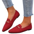 thumbnail image 1 of HEWUQI Pointed Toe Loafers for Womens Work Business Non Slip Casual Dress Shoes Comfortable Slip on Flats for Driving Travel Everyday Red Size 9.5, 1 of 5