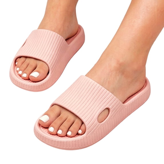 HEWUQI Slide Shower Shoes for Men Women Non Slip Holes House Slippers Bathroom Pool Gym Students College Dorm Quick Drying Comfortable Sandals Pink Size 9
