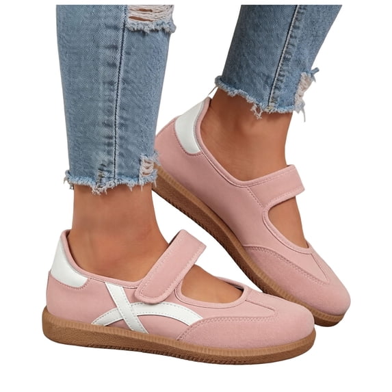 HEWUQI Slip on Mary Jane for Women Comfortable Ballet Sneakers Color Blocking Casual Non Slip Breathable Flats Walking Shoes Red Size 6