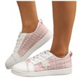 thumbnail image 1 of HEWUQI Tennis Shoes Womens Wide Round Toe Leather Knitted Slip on Elegant Walking Sneakers Cute Tennis Non Slip Work Footwear Pink Size 6, 1 of 6