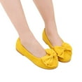 thumbnail image 1 of HEWUQI Toddler Bowknot Dress Shoes Flower Girl Baby Cute Suede Mary Jane Ballet Flats Wedding Breathable Walking Casual Shoes Yellow Size 9C Toddler, 1 of 5