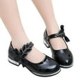 thumbnail image 1 of HEWUQI Toddler Kids Rhinestone Bowknot Ballet Flats Big Girls Princess Breathable Low Square Heels Glitter Wedding Party Dress Shoes Black Size 13 Little Kid, 1 of 6
