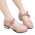 thumbnail image 1 of HEWUQI Toddler Kids Rhinestone Bowknot Ballet Flats Big Girls Princess Breathable Low Square Heels Glitter Wedding Party Dress Shoes Pink Size 4 Big Kid, 1 of 6