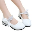 thumbnail image 1 of HEWUQI Toddler Kids Rhinestone Bowknot Ballet Flats Big Girls Princess Breathable Low Square Heels Glitter Wedding Party Dress Shoes White Size 1 Big Kid, 1 of 6