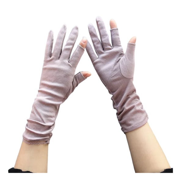 HEWUQI Unisex Mid Length Sun Protection Gloves Open Fingers Breathable Thin Driving Gloves for Cycling Outdoor Activities Purple Size One Size