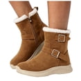 thumbnail image 1 of HEWUQI Winter Snow Boots for Women Warm Plush Lined Slip on Insulated Side Zipper Walking Casual Flat Shoes in Cold Weather Brown Size 9.5, 1 of 6