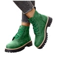 thumbnail image 1 of HEWUQI Women's Ankle Boots Lace up Suede Vintage Non Slip Platform Combat Boots Round Toe Work Hiking Casual Winter Fall Shoes Green Size 8, 1 of 7