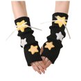 thumbnail image 1 of HEWUQI Women's Cute Star Knit Fingerless Arm Warmers Ribbed Half‑Finger Gloves Long Wrist Sleeves Black, 1 of 4
