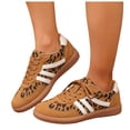 thumbnail image 1 of HEWUQI Women's Lace up Fashion Sneakers Trendy Stripe Athletic Walking Shoes Cushioned Insoles Shoes for All Day Wear Brown Size 5.5, 1 of 5