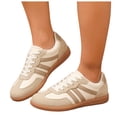 thumbnail image 1 of HEWUQI Women's Lace up Fashion Sneakers Trendy Stripe Athletic Walking Shoes Cushioned Insoles Shoes for All Day Wear White Size 6.5, 1 of 7
