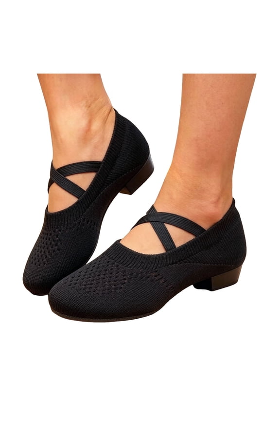 Women's Latin Practice Shoes for Beginners Standard Ballroom Low Heels Breathable Dancing Shoes Split Sole Dance Sneakers Black Size 8.5