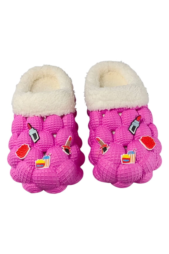 Women's Man Fuzzy House Slippers Plush Lined Slip on Cozy Memory Foam Warm Slides Fall Winter Casual Bedroom Indoor Home Shoes Hot Pink Size 6