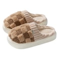 thumbnail image 1 of HEWUQI Women's Man Fuzzy Memory Foam Slippers Closed Back Elatic Knit Bedroom Slip on Warm House Shoes for Indoor Outdoor Comfortable Coffee Size 10, 1 of 5