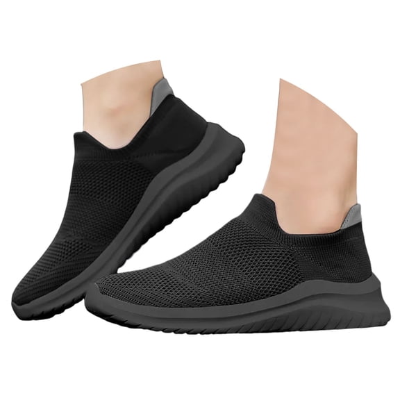 HEWUQI Women's Mens Running Shoes Non Slip Lightweight Soft Cushioned Comfortable Walking Sneakers for Gym Workout Black Size 6