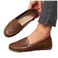 thumbnail image 1 of HEWUQI Women's Penny Loafers Lightweight Hollow out Leather Slip on Cute Business Casual Dress Boat Shoes Work Walking Driving Flats Brown Size 6, 1 of 5