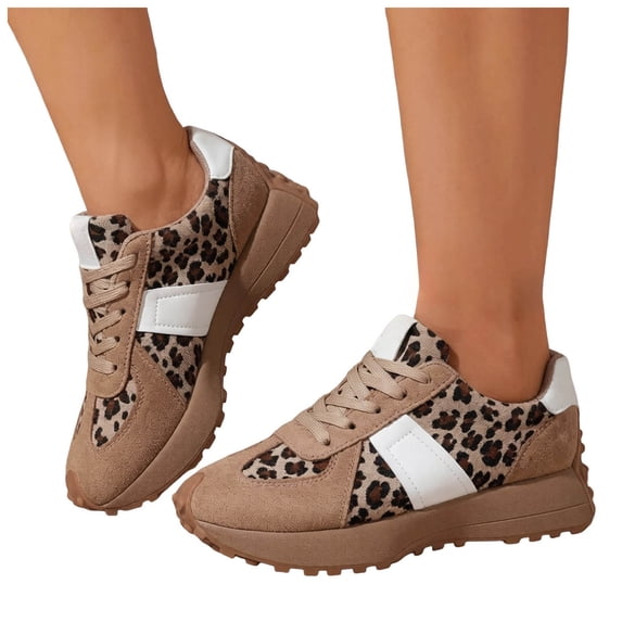HEWUQI Women's Platform Walking Tennis Shoes Cushioned Arch Support Breathable Sneakers Non Slip Comfortable Footwear for Gym Daily Wear Khaki Size 6.5
