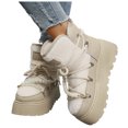 thumbnail image 1 of HEWUQI Women's Platform Winter Snow Boots Waterproof Lace up Plush Lined Non Slip Pearl Strap Warm Comfortable Slip on Ankle Booties White Size 8, 1 of 6