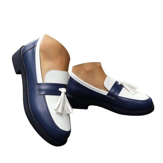 HEWUQI Women's Slip on Boat Shoes Platform Lace up Lightweight Suede Loafers Round Toe Soft Sole Clogs Comfortable Casual Walking Sneakers d-Blue Size 8