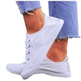 thumbnail image 1 of HEWUQI Women's Slip on Canvas Sneakers Low Top Breathable Upper Cushioned Comfortable Walking Shoes for Everyday Walks Errands Casual White Size 7.5, 1 of 6