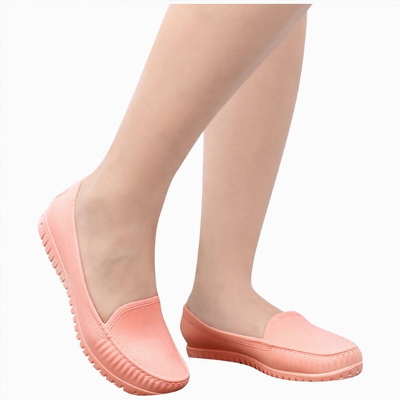 HEWUQI Women's Slip on Leather Loafers Lightweight Comfortable Driving Moccasins Round Toe Walking Flat Shoes for Casual Business Work Pink Size 5.5