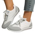 thumbnail image 1 of HEWUQI Women's Walking Running Shoes Lace up Quilting Tennis Casual Fashion Sneakers Comfortable Non Slip Work Sport Athletic Footwear Gray Size 8, 1 of 5