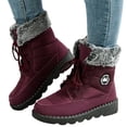 thumbnail image 1 of HEWUQI Women's Winter Snow Boots Platform Plush Cuff Mid Calf Boots Waterproof Lug Sole Lace up Hiking Shoes Red Size 8.5, 1 of 7