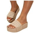 thumbnail image 1 of HEWUQI Womens Cloud Slides with Arch Support Pillow Soft Cushion Platform Sandals Shining Rhinestone Non Slip Rubber Open Toe Slippers Beige Size 8, 1 of 5