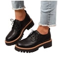 thumbnail image 1 of HEWUQI Womens Platform Mary Jane Oxfords Leather Comfortable Vintage Lace up Wingtip Non Slip Dressy Shoes Business Casual Chunky Heels Black Size 6.5, 1 of 5