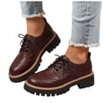 thumbnail image 1 of HEWUQI Womens Platform Mary Jane Oxfords Leather Comfortable Vintage Lace up Wingtip Non Slip Dressy Shoes Business Casual Chunky Heels Brown Size 7, 1 of 6