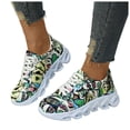 thumbnail image 1 of HEWUQI Womens Platform Slip on Animated Patterns Running Shoes Breathable Walking Lightweight Gym Workout Non Slip Fashion Sneakers Green Size 6, 1 of 6