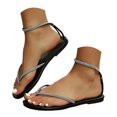 thumbnail image 1 of HEWUQI Womens Rhinestone Glitter Sandals Comfortable Slingback Dressy Flip Flops Adjustable Ankle Strap Flat Summer Shoes for Beach Walking Black Size 7, 1 of 6
