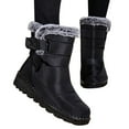 thumbnail image 1 of HEWUQI Womens Snow Boots Fuzzy Cuff Adjustable Strap Winter Shoes Warm Cold Weather Commute Snowy Daily Booties Black Size 11, 1 of 5
