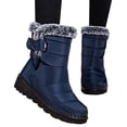 thumbnail image 1 of HEWUQI Womens Snow Boots Fuzzy Cuff Adjustable Strap Winter Shoes Warm Cold Weather Commute Snowy Daily Booties Blue Size 8.5, 1 of 5
