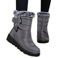 thumbnail image 1 of HEWUQI Womens Snow Boots Fuzzy Cuff Adjustable Strap Winter Shoes Warm Cold Weather Commute Snowy Daily Booties Gray Size 10, 1 of 6