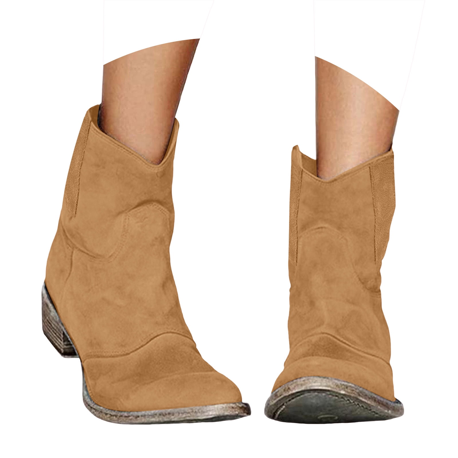 Fall Kids Rodeo HEWUQI Womens Suede Western Ankle Boots Low Block Heeled Back Zipper ...