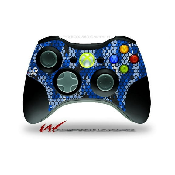 HEX Mesh Camo 01 Blue Bright - Decal Style Skin fits Microsoft XBOX 360 Wireless Controller (CONTROLLER NOT INCLUDED) by WraptorSkinz